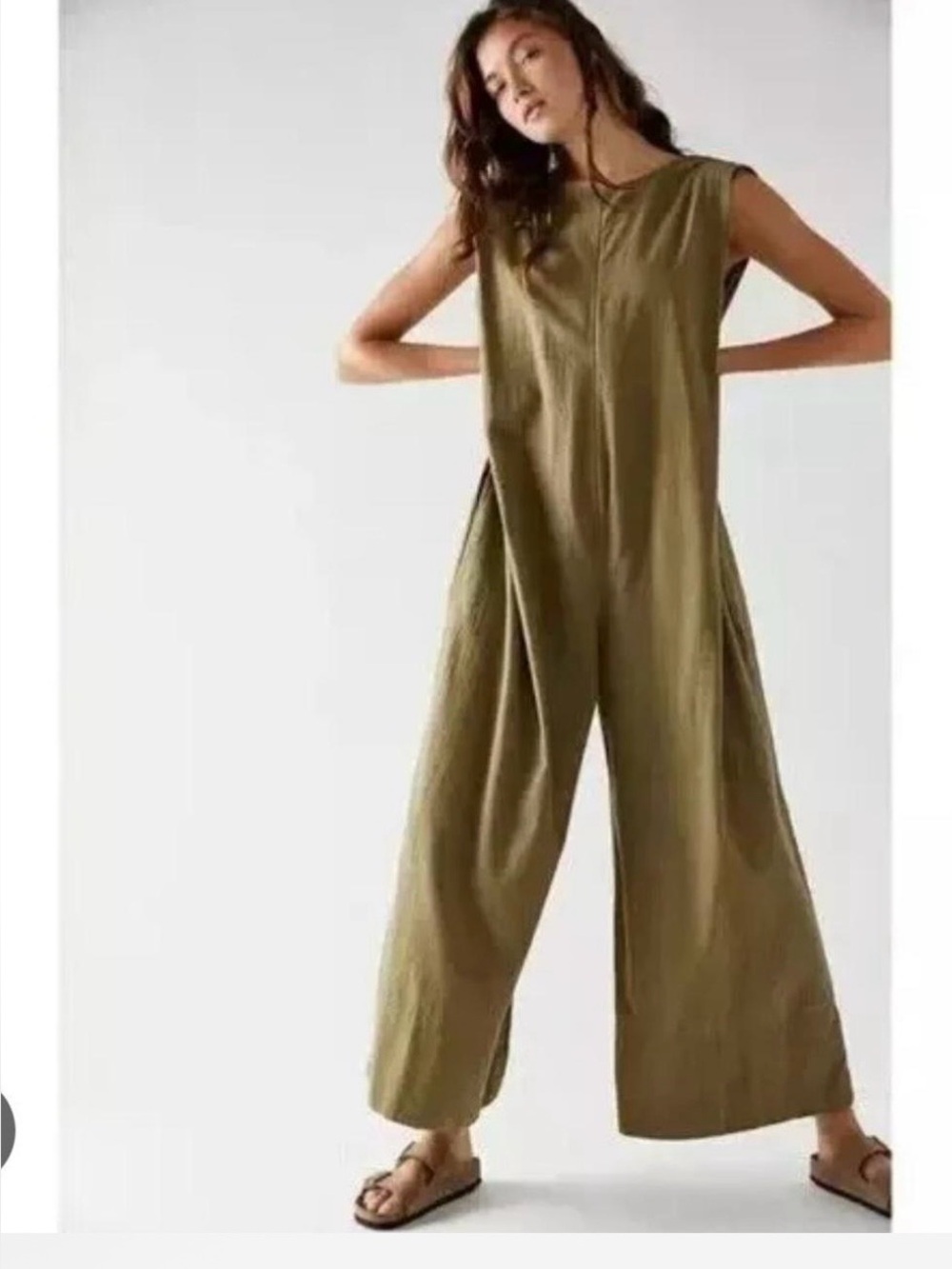 Women's Free People Olive Green Sleeveless Jumpsuit M